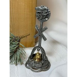 Vintage Decorative Train Bell Nicholas Gish Pewter Railroad Crossing